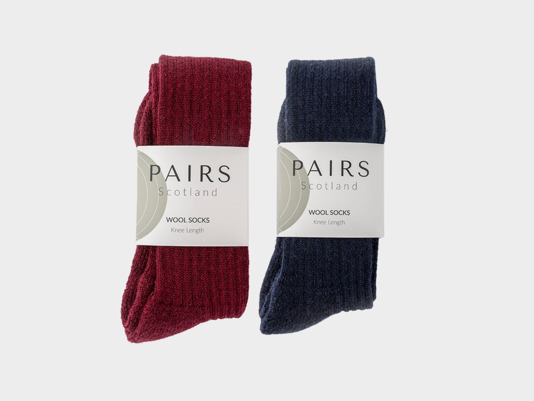 Wool Knee High Collection - Burgundy and Navy