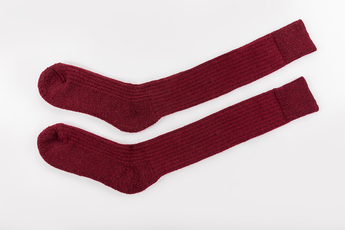 Burgundy Wool Knee Highs