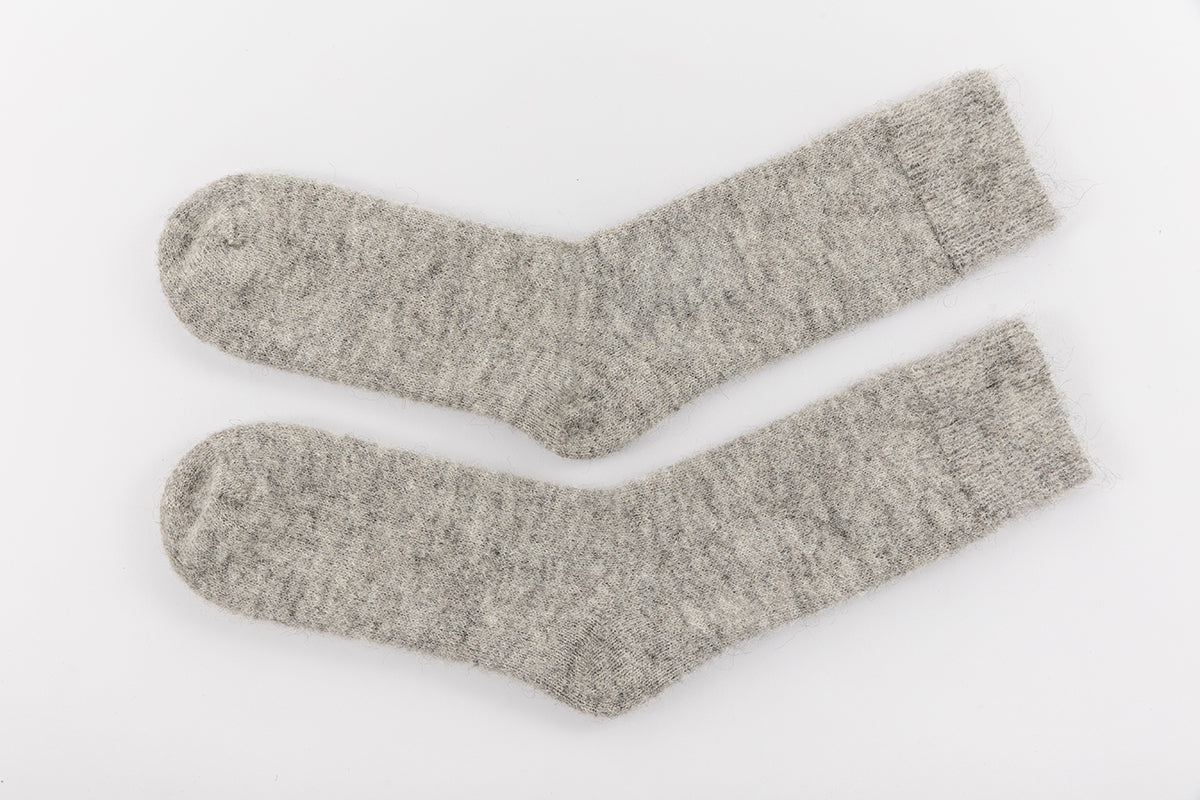 Ultra Soft Undyed Grey Alpaca Bed Socks