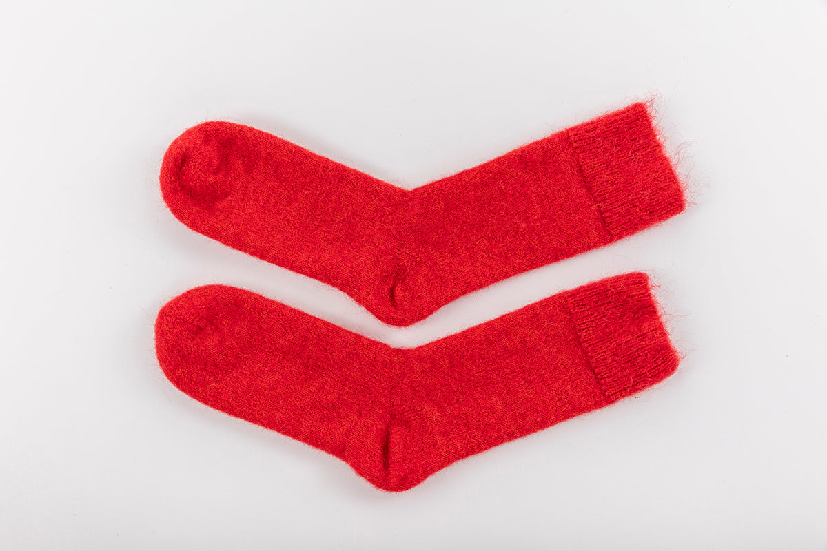 Ultra Soft Red Alpaca Socks