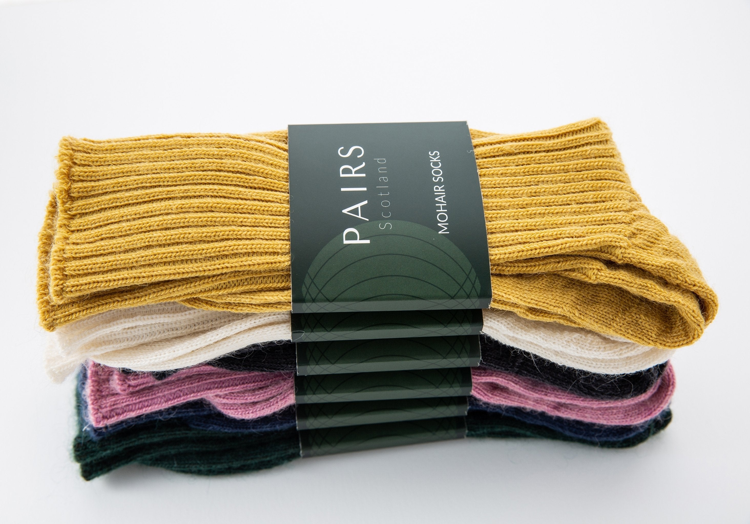 soft and warm mohair socks product range, six pairs piled up