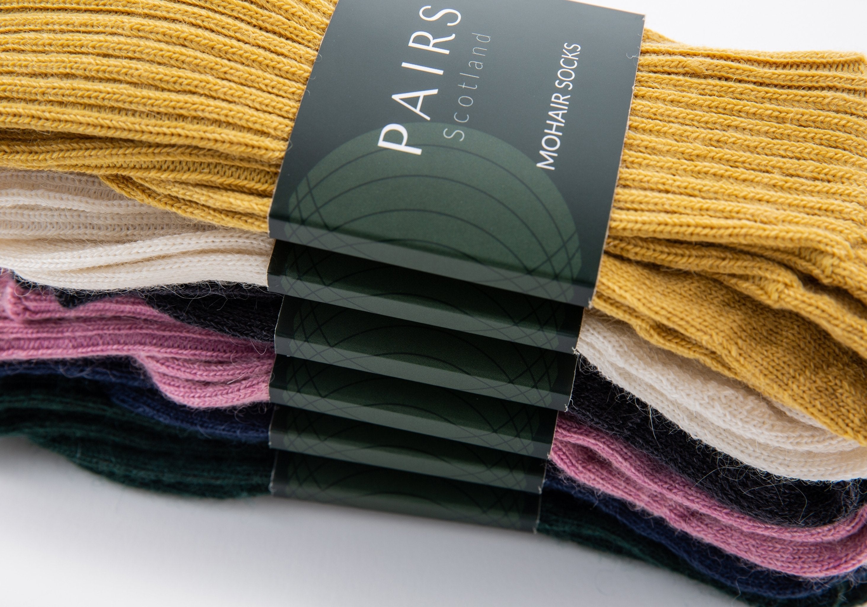 soft and warm mohair socks product range, six pairs piled up