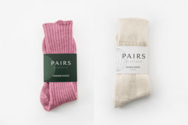 Pink Mohair + Cream Alpaca Socks