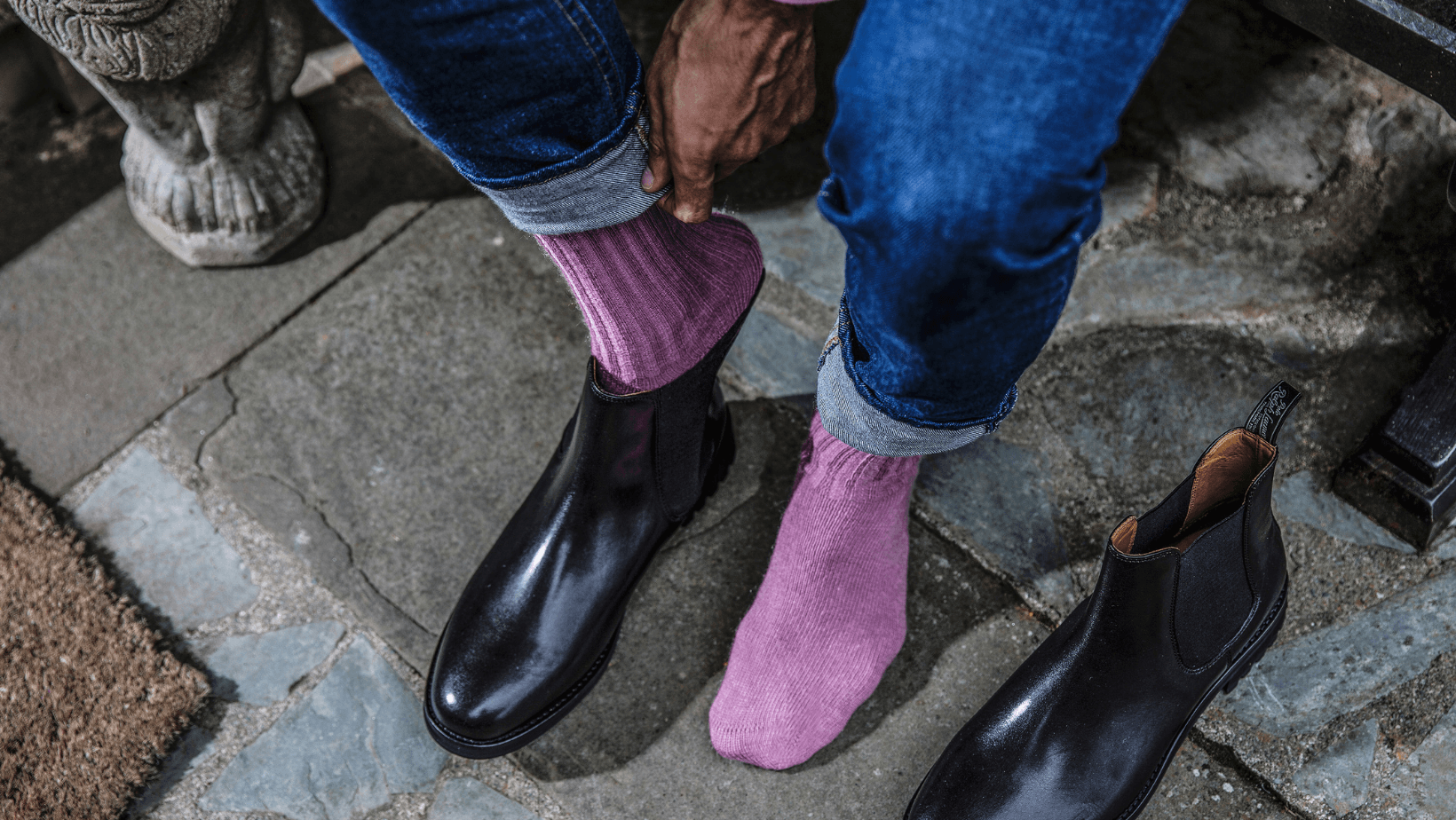 pink mohair socks for him