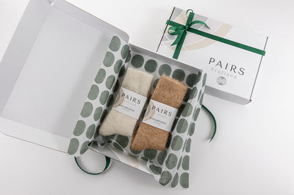 Ultra Soft Alpaca Undyed Bed Socks Gift Box - Cream and Fawn