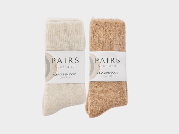 Ultra Soft Alpaca Undyed Bed Socks Gift Box - Cream and Fawn