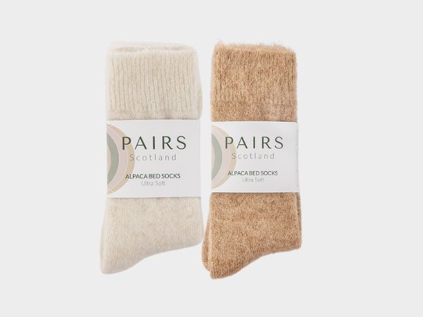 Ultra Soft Alpaca Undyed Bed Socks Collection - Cream and Fawn