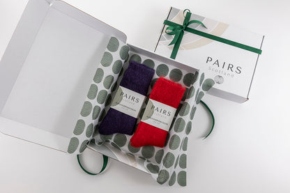 Ultra Soft Everyday Alpaca Socks Gift Box - Red and Purple