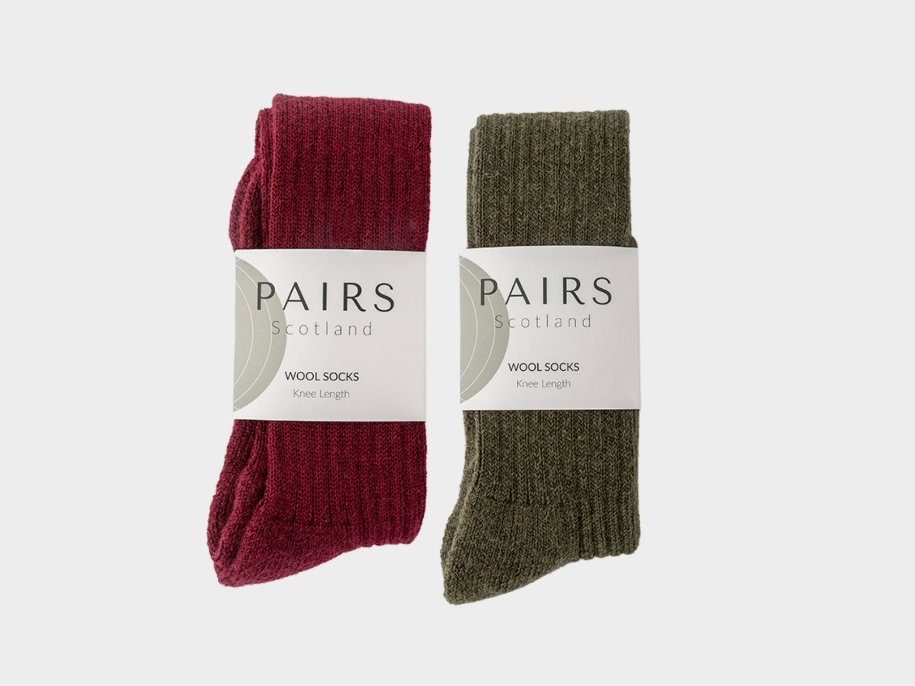 Wool Knee High Socks Gift Box - Burgundy and Green