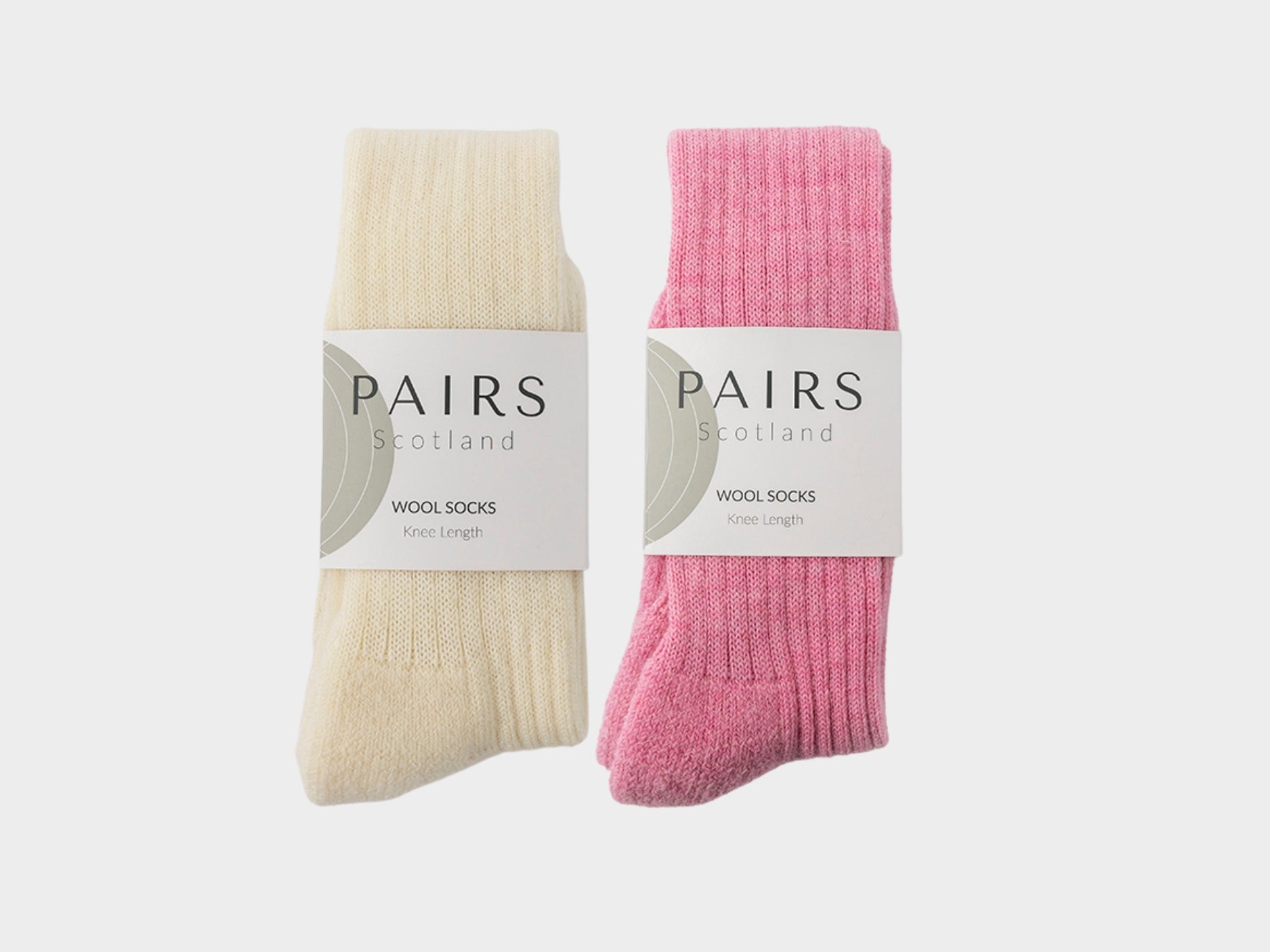 Wool Knee High Socks Gift Box - Cream and Pink