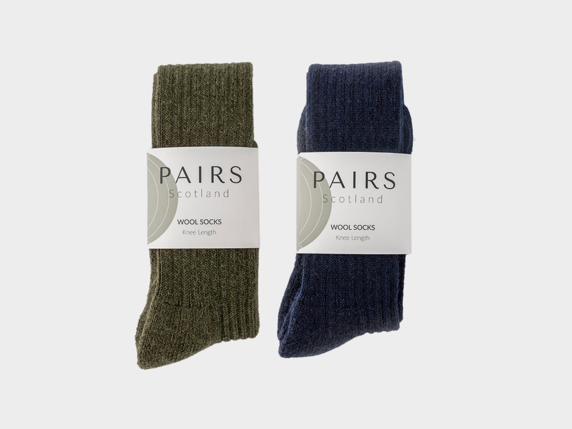 Wool Knee High Socks Gift Box - Green and Navy