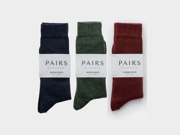 Merino Socks Gift Box - Navy / Green and Burgundy