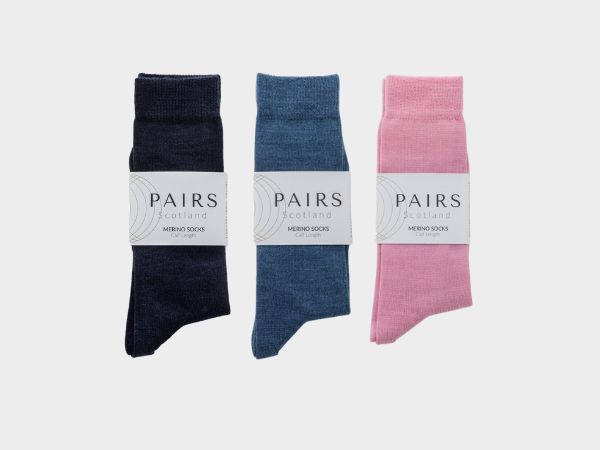 Merino Socks Gift Box - Navy / Sky Blue and Pink