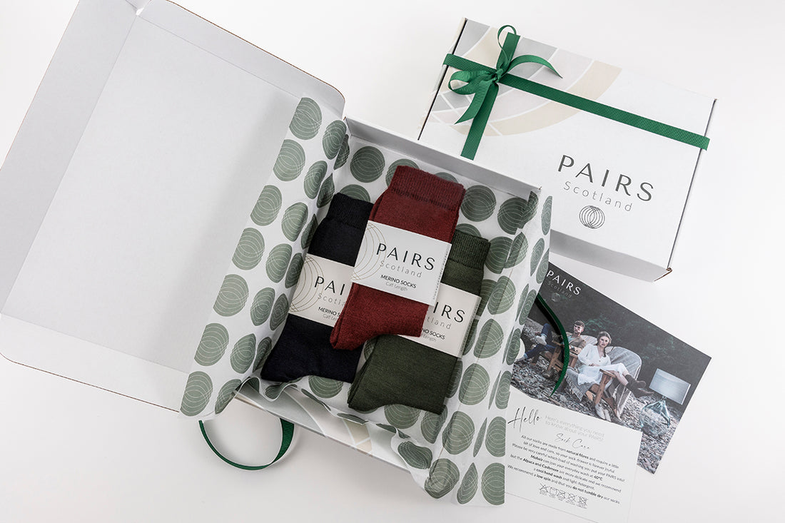 Merino Socks Gift Box - Navy / Green and Burgundy