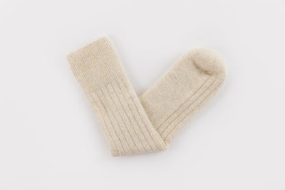 Ultra Soft Ribbed Cream Alpaca Bed Socks