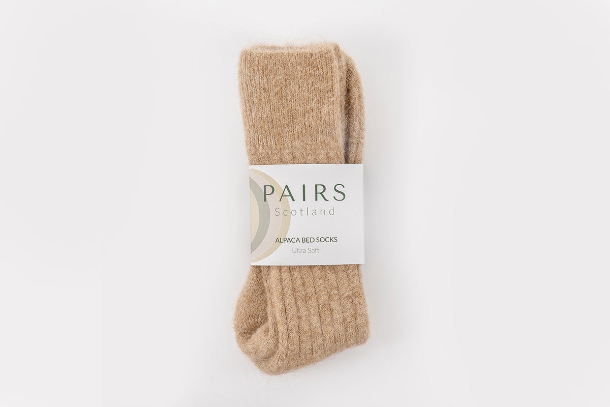 Ultra Soft Fawn Alpaca Bed Socks