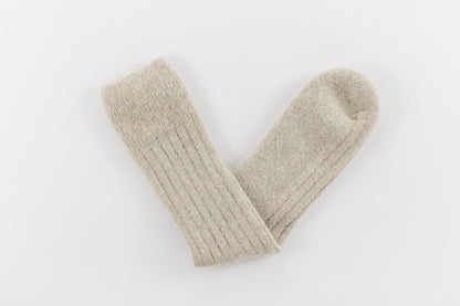 Ultra Soft Ribbed Pearl Grey Alpaca Bed Socks