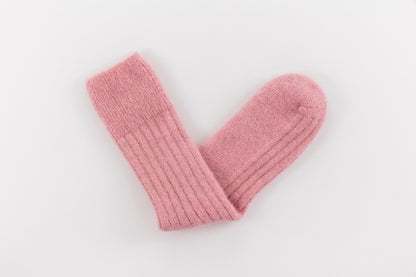 Ultra Soft Ribbed Pink Alpaca Bed Socks