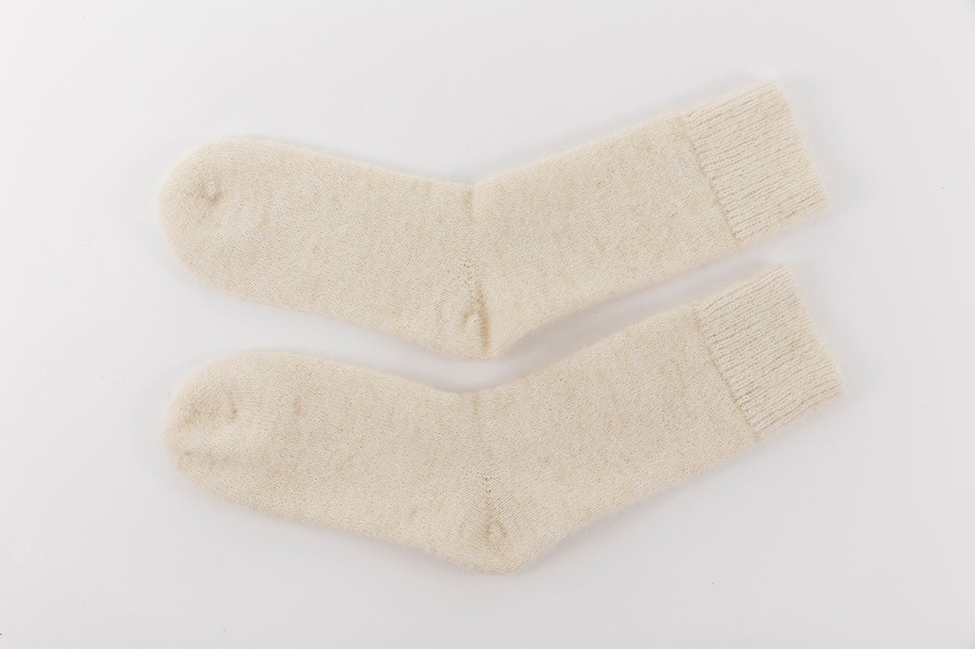 Ultra Soft Plain Cream Alpaca Bed Socks