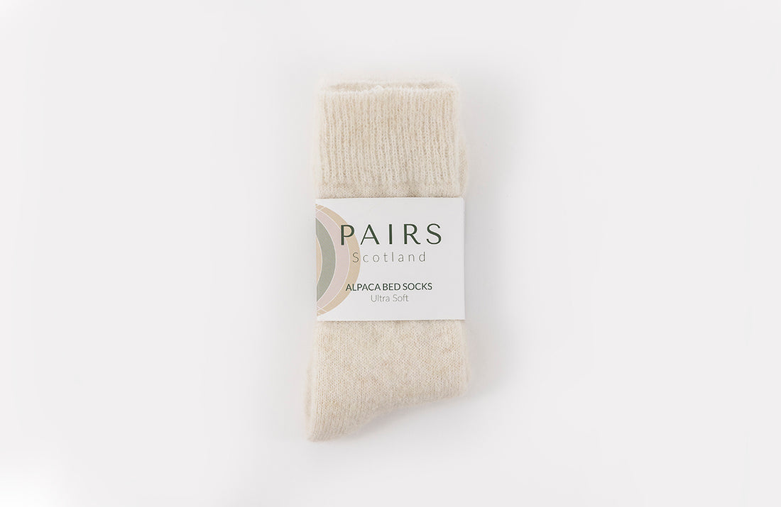 Ultra Soft Plain Cream Alpaca Bed Socks
