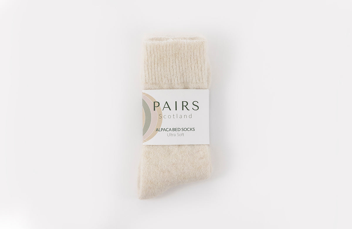 Ultra Soft Plain Cream Alpaca Bed Socks