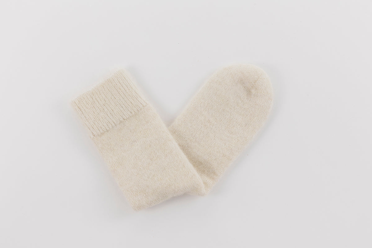 Ultra Soft Undyed Cream Alpaca Bed Socks