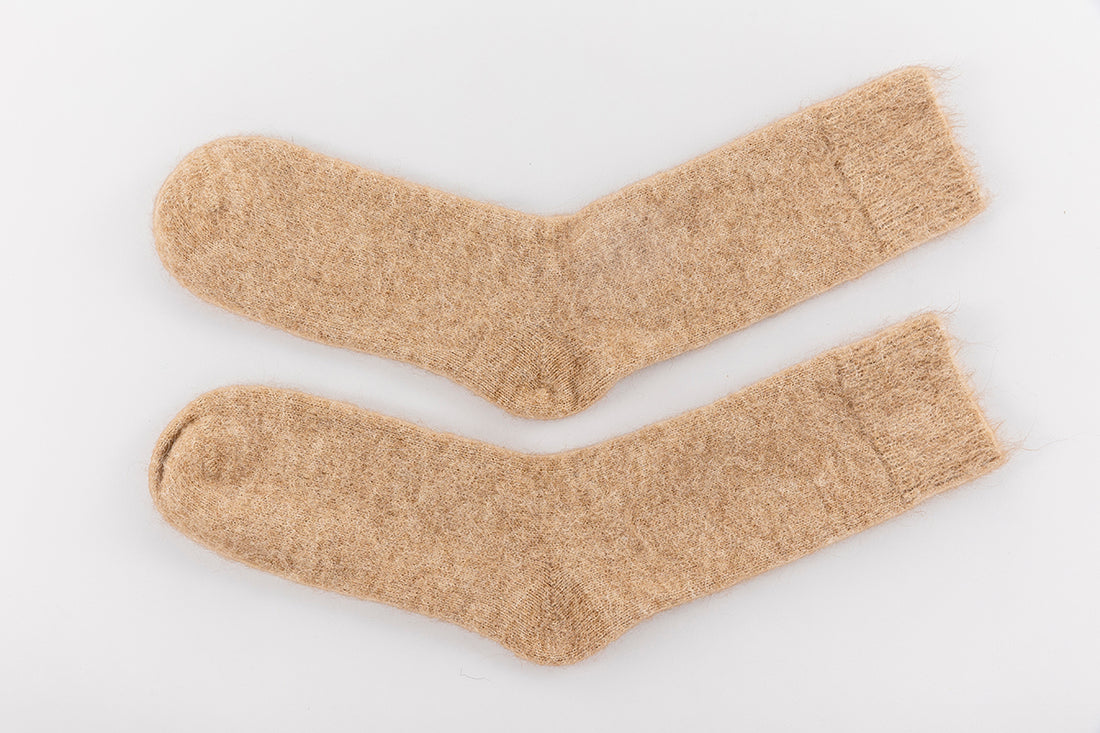 Ultra Soft Undyed Fawn Alpaca Bed Socks