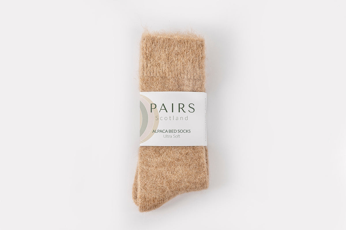 Ultra Soft Undyed Fawn Alpaca Bed Socks