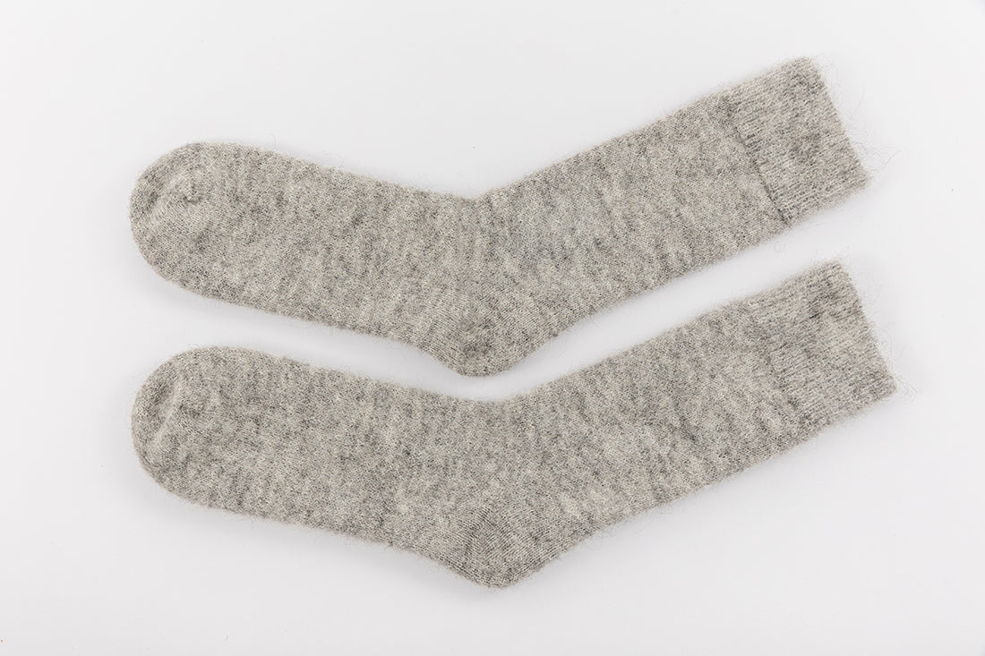 Ultra Soft Undyed Grey Alpaca Bed Socks