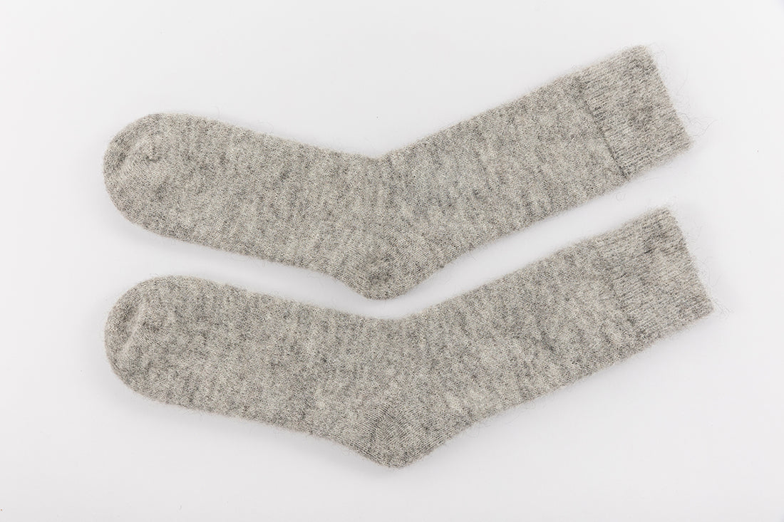 Ultra Soft Plain Grey Alpaca Bed Socks