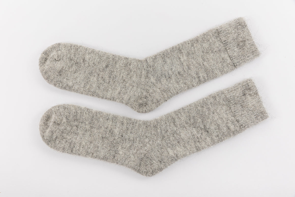 Ultra Soft Plain Grey Alpaca Bed Socks