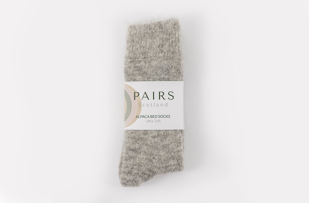 Ultra Soft Undyed Grey Alpaca Bed Socks