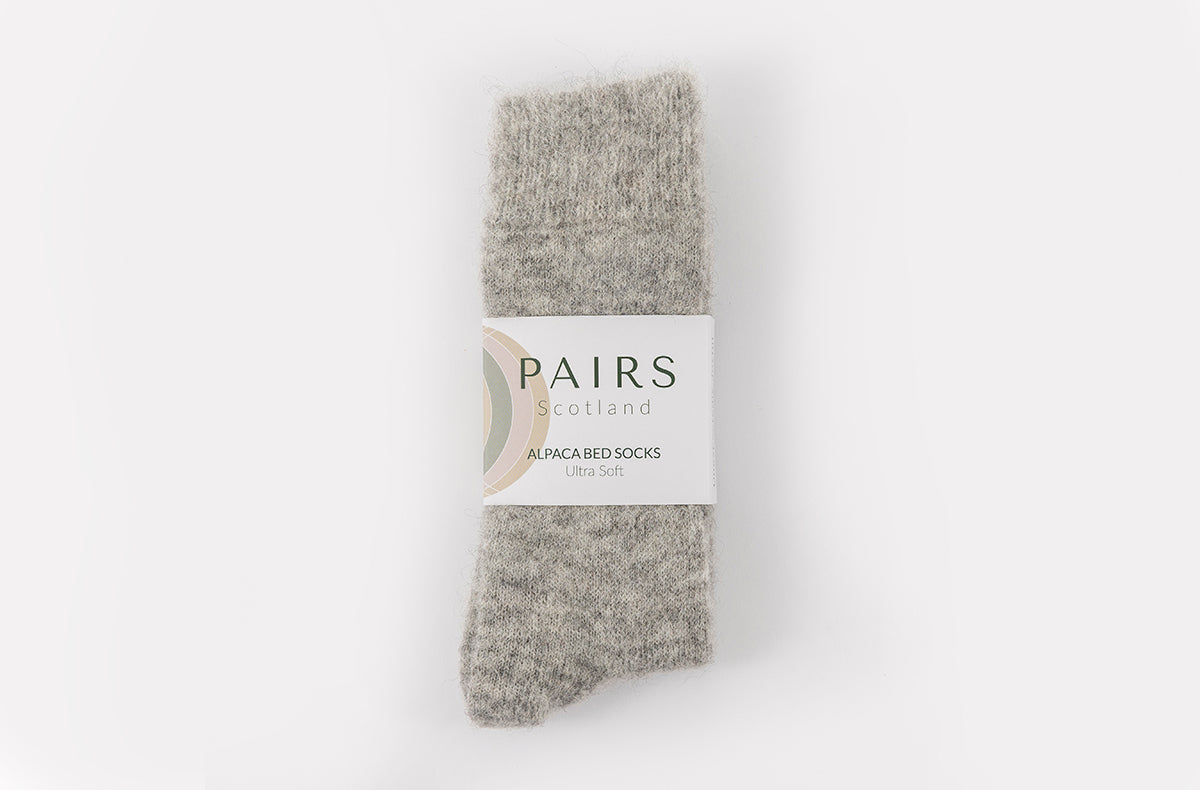 Ultra Soft Plain Grey Alpaca Bed Socks