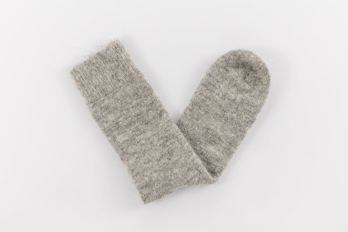 Ultra Soft Plain Grey Alpaca Bed Socks