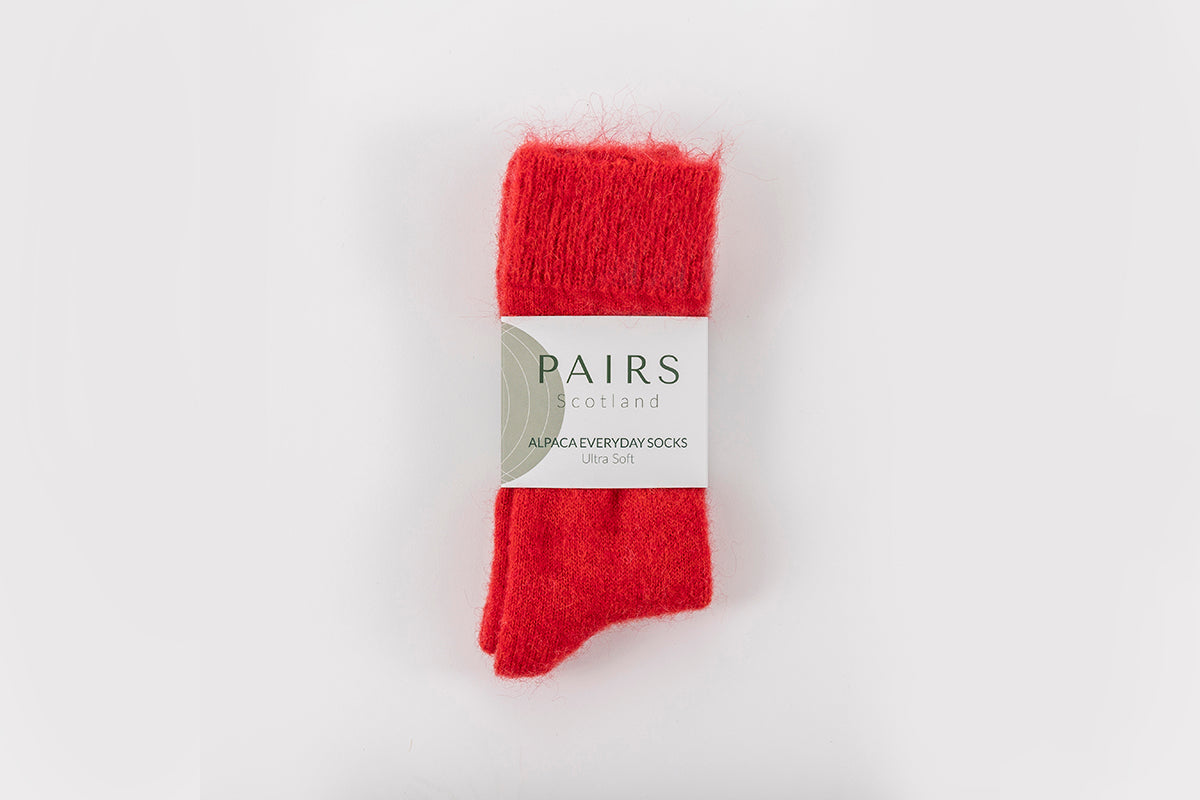 Ultra Soft Red Alpaca Socks
