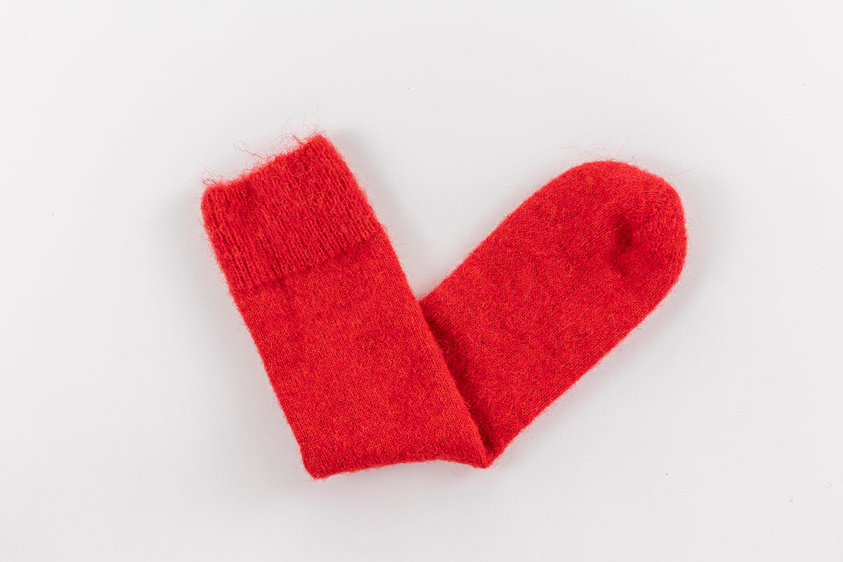 Ultra Soft Red Alpaca Socks