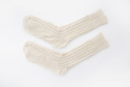 Cream White Alpaca Bed Socks  - Made in Britain
