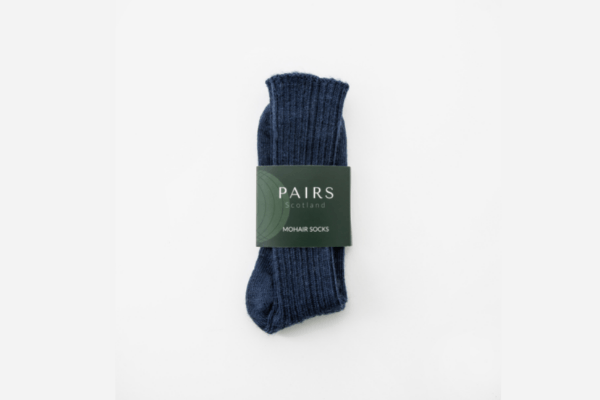 Mustard Mohair + Navy Alpaca Socks  - Made in Britain