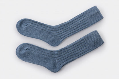 Blue Lambswool Bed Socks