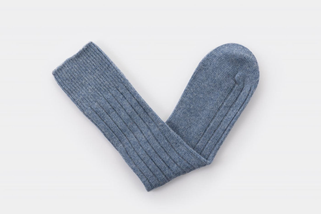 Blue Lambswool Bed Socks