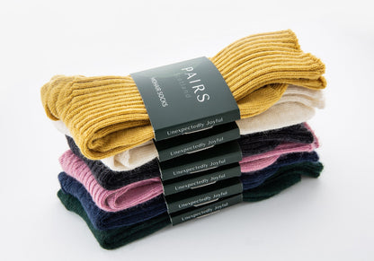 soft and warm mohair socks product range, six pairs piled up