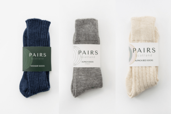 Navy Mohair + Grey Alpaca + Cream Bed Socks