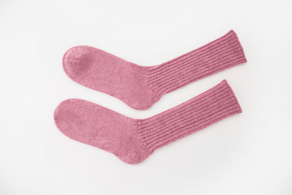 Pink Mohair + White Alpaca Socks