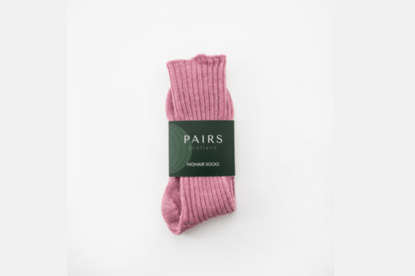 Pink Mohair + White Alpaca Socks