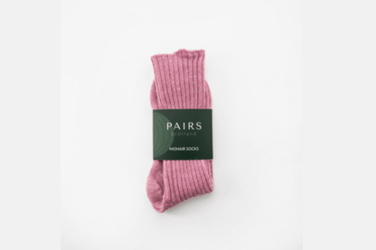 Pink Mohair + White Alpaca Socks